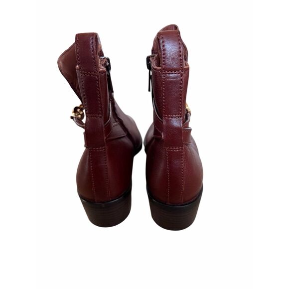 Sam Edelman Brawley Buckled Leather Ankle Boots Size 9.5 in Burgundy NEW - Picture 7 of 8